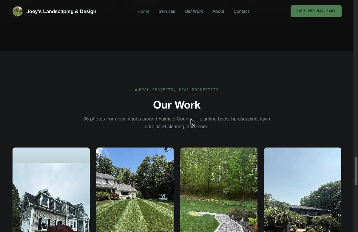 Joey's Landscaping and Design Our Work gallery of lawn and hardscape photos